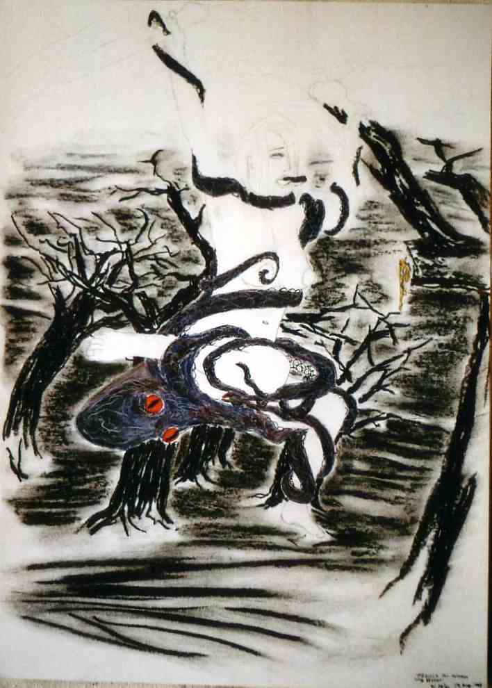 'mädchen mit octopus und bäumen' - 2003