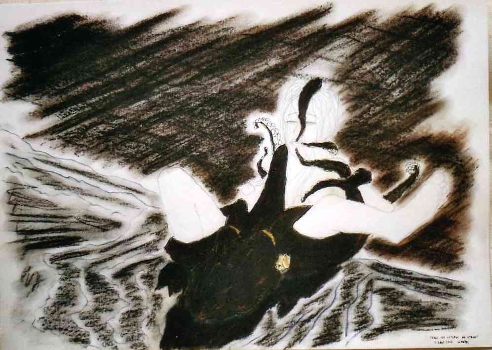 'frau mit octopus am strand' - 2003